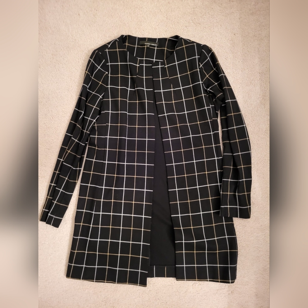 Amanda & Chelsea Black Open Front Checked Blazer